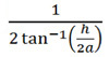 Optics formula 1/2 tan⁻¹(h/2a) related to lens focusing and light refraction.